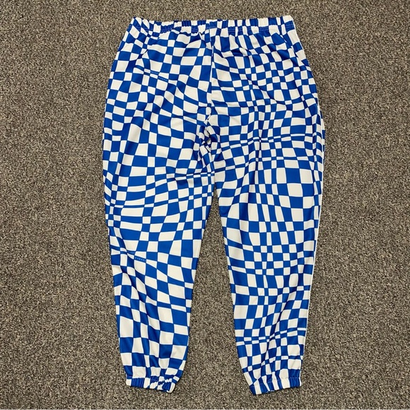 Melody Ehsani Warp Baggy Women’s Track Pants 2X XXL blue white checkered warped - Picture 8 of 16